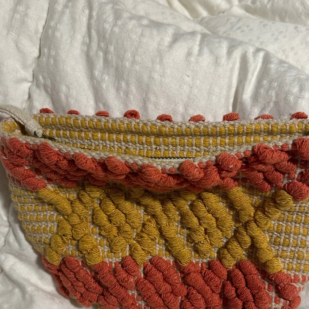 Universal Thread Textured Cosmetic Bag -‎ Red and Yellow - Picture 2 of 6